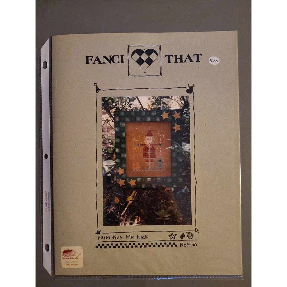 Fanci That Primitive Mr Nick Cross Stitch Pattern Chart Folk Art Santa 1995 OOP